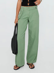 Mercadi Mid Rise Straight Leg Cargo Jeans Green