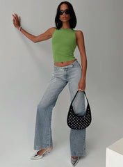 Slow Ride Mid Rise Bootleg Belted Jeans Light Blue
