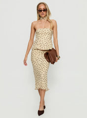 Sydni scarf detail strapless top Yellow Chocolate Polka Dot