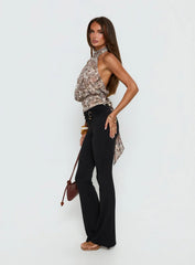 Faythe High Neck Tie Top Paisley