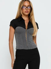 Bobette Corset Top Black Grey
