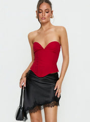 Idette Lace Asymmetrical Mini Skirt Black
