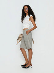 Sevigney Long Elasticated Shorts Cream Check