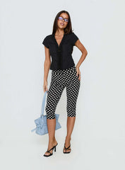 Perennial Frill Plunge Neck Top Black