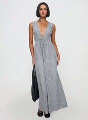Pokey Maxi Dress Black White Stripe