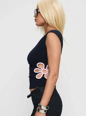 Currents Cut Out Detail Top Navy Pink