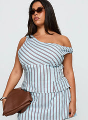Gulliver Tie Side Mini Skort Blue Maroon Stripe Curve