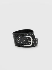 Main Thing Faux Leather Studded Belt Black Silver