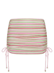 Marjie Ruched Sarong Green Pink Stripe