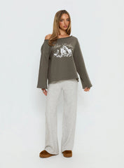 Bekki Wide Leg Knit Pant Grey Marle