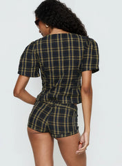 Afterglow Mini Short Navy Lemon Plaid