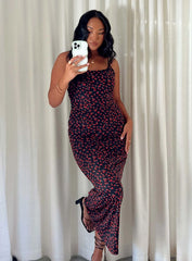 Knox Maxi Dress Black Red Floral
