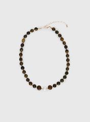 In Your Life Beaded Necklace Brown Pearl