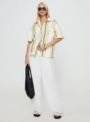 Karyn Top White Yellow Stripe