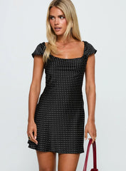 Lucienna Polka Dot Mini Dress Black White