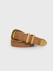 Duncani Faux Suede Belt Brown Gold