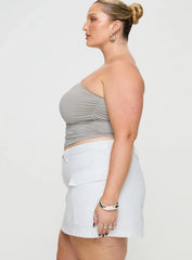 Zakai Cargo Denim Mini Skirt White Denim Curve