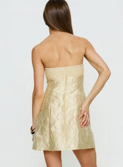 Cross Your Heart Strapless Mini Dress Lemon