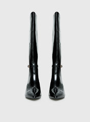 Glazed Knee High Boots Black