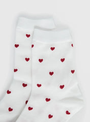 Sweet Heart Socks White Red