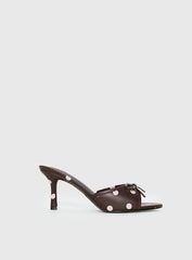 Etiquette Peep Toe Heels Brown Pink Polka