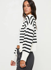 Karlson Striped Cardigan Cream Black