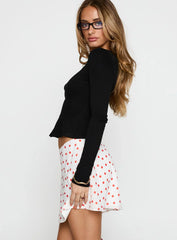Dapple Bias Mini Skirt White Red Polka