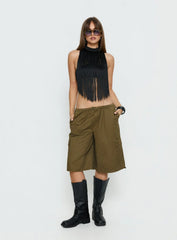 Allyza Baggy Cargo Shorts Olive