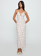 Jessamine Frill Maxi Dress White Lilac