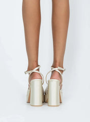 Everlasting Satin Platform Heels Champagne
