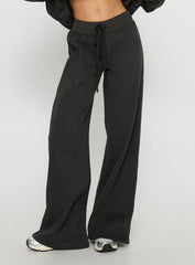 Princess Polly Stargirl Wide Leg Sweat Pants Charcoal