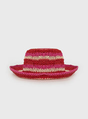 Alonza Crochet Bucket Hat Pink red