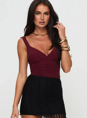 Morgane Mesh Bodysuit Burgundy