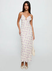 Jessamine Frill Maxi Dress White Lilac