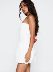 Anemone Bubble Hem Mini Dress White