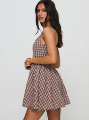 Cartmel Mini Dress Brown Pink