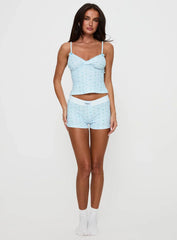 Lullabies Pointelle Sleep Shorts Blue