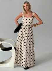Cartmel Maxi Dress Cream Polka Dot