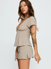 Emmilou Wrap Set Brown Check