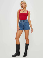 Tropicana Denim Shorts Mid Wash Petite