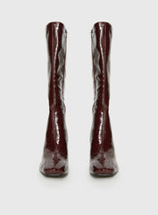 Alexx Knee High Boots Burgundy