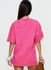 Santa Monica Beach Oversized Graphic Tee Washed Pink