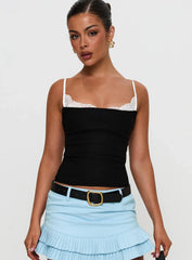 Renaissance Corset Lace Top Black White