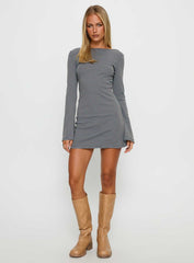 Bryanna Long Sleeve Mini Dress Blue Brown
