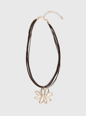 Sylvee Pendant Necklace Brown Gold