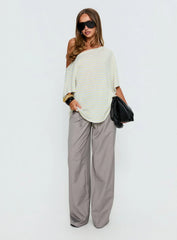 Winny Off Shoulder Tee Grey Marle Lemon Stripe