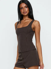 Party Invitations Tailored Top Brown Pinstripe