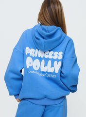 Princess Polly Hooded Sweatshirt Bubble Text Blue White
