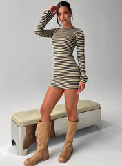 Bryanna Long Sleeve Mini Dress Yellow Navy