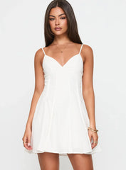 Libertie Pleat Mini Dress White